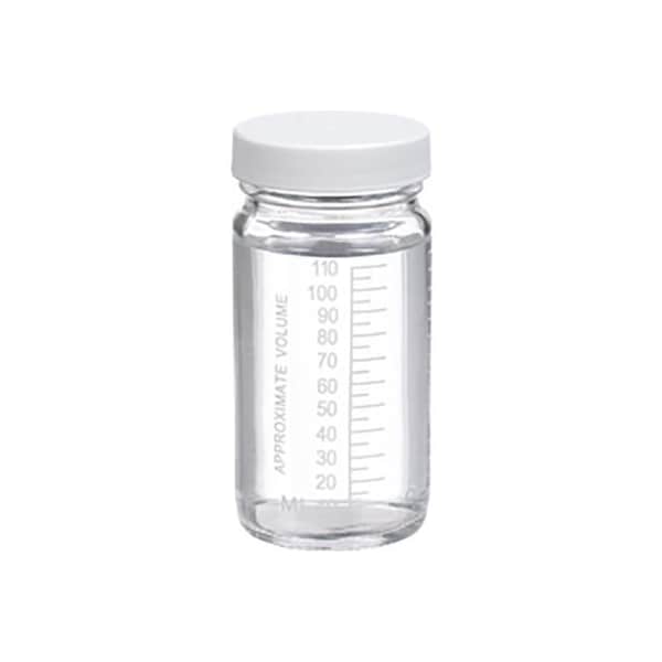 Cp Lab Safety. Wheaton 4 oz Graduated Glass Volumetric Bottles, PTFE Lined PP Caps, Case of 24 W216973 - main